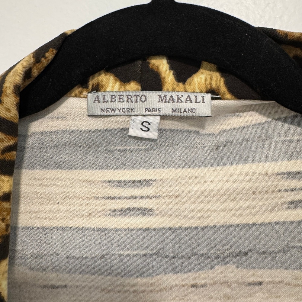 Alberto Makali‎ Leopard Print Open Front Knit Cardigan Jacket S Made in USA Glam - Picture 2 of 10